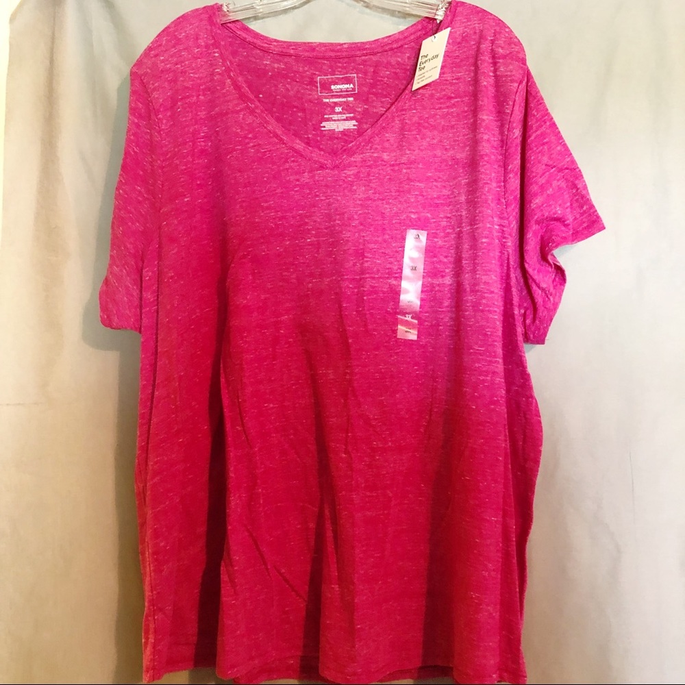 NWT Bright pink heathered v-neck t-shirt 3X